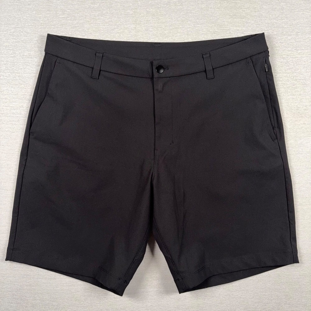 lululemon athletica Men's Black Flat-Front Athletic Shorts